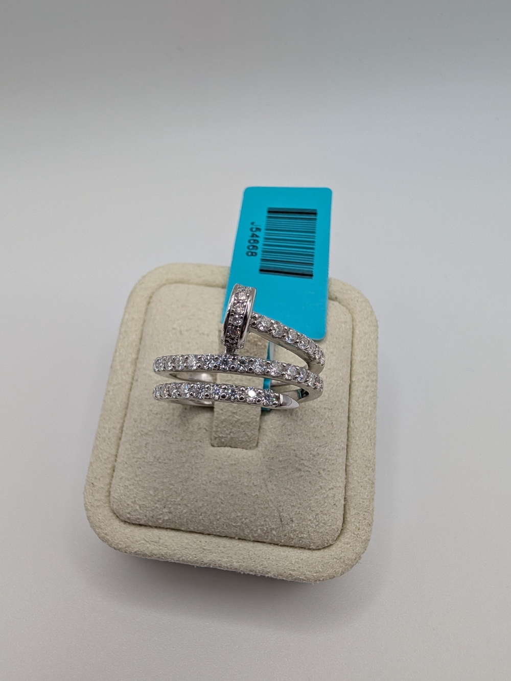 Silver Spiral Pavé Crystal Ring - White
